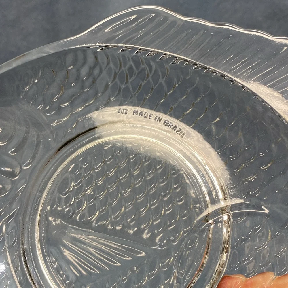 2-Glass Fish Appetizer Plate 1950's Brazil (Set of two)